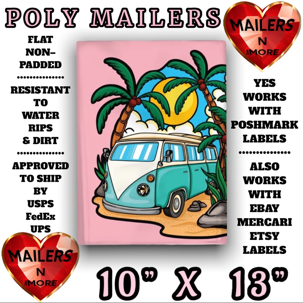 ( Quantity 50 10x13 ) Summer Daze Days Poly Mailer Bags Shipping Envelopes - Picture 2 of 2